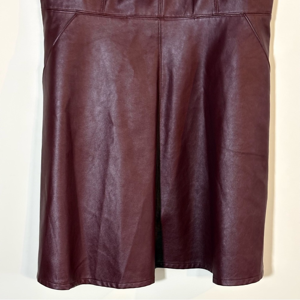 Pink Martini Burgundy Faux Leather Fit & Flare Dress – Sleeveless, Lined, Size M - Picture 3 of 10